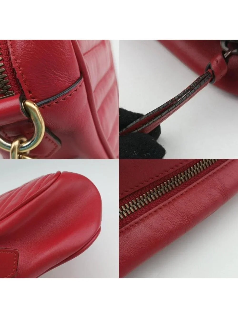 Gucci GG Marmont Red Leather Shoulder Bag